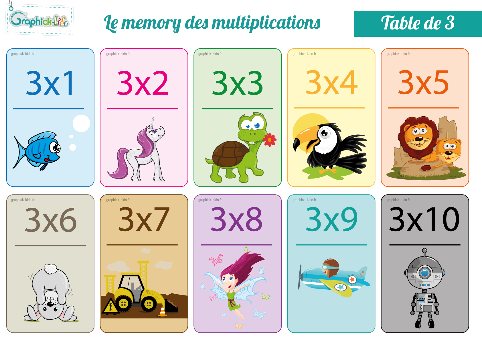 L'activité du mercredi : Le mémory des multiplications (3) - GraphiCK-Kids