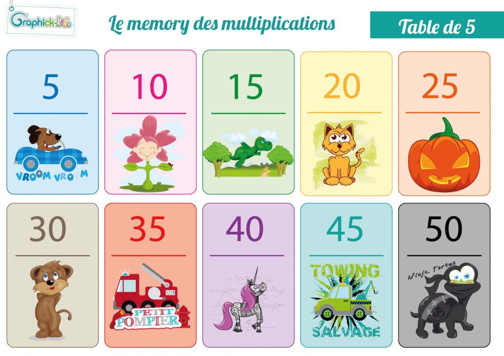 mémory table multiplication 5