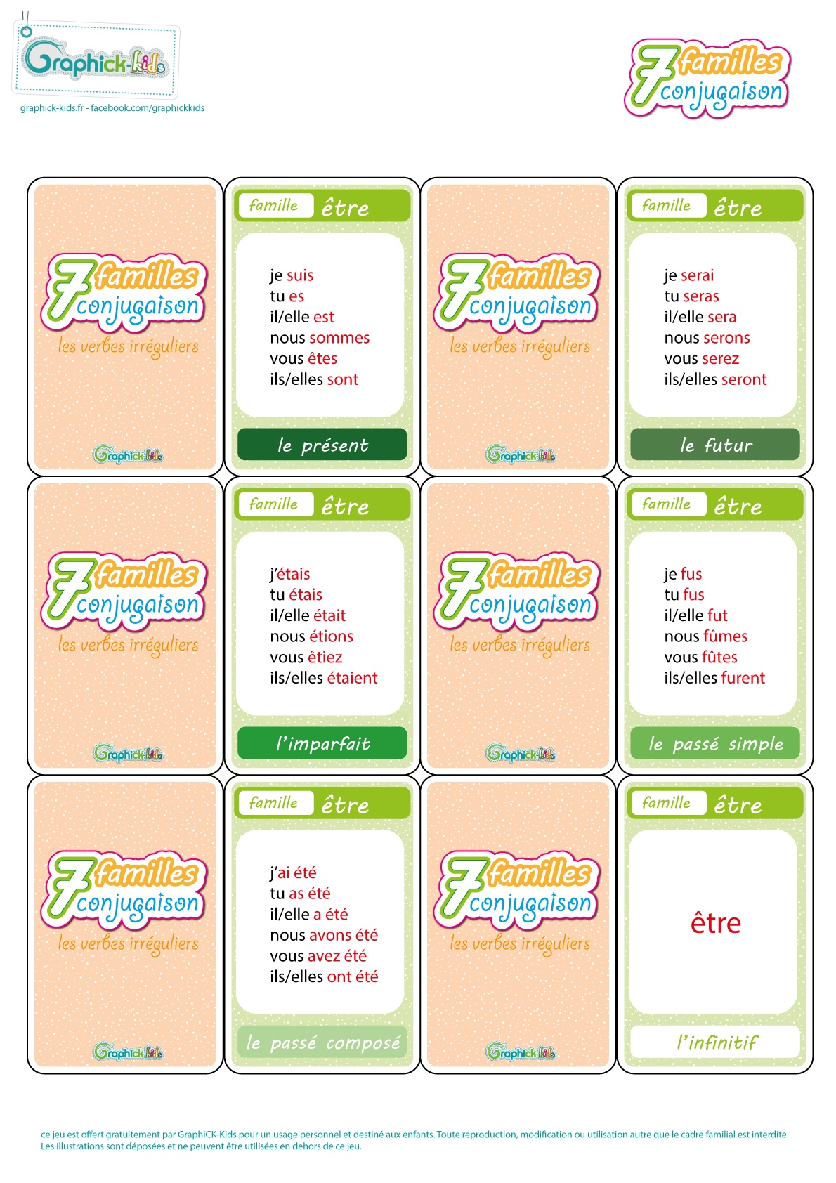 Les 7 familles de conjugaison : un jeu de cartes pour réviser la  conjugaison en s'amusant - niveaux du CM1 à la 5ème - Apprendre, réviser,  mémoriser