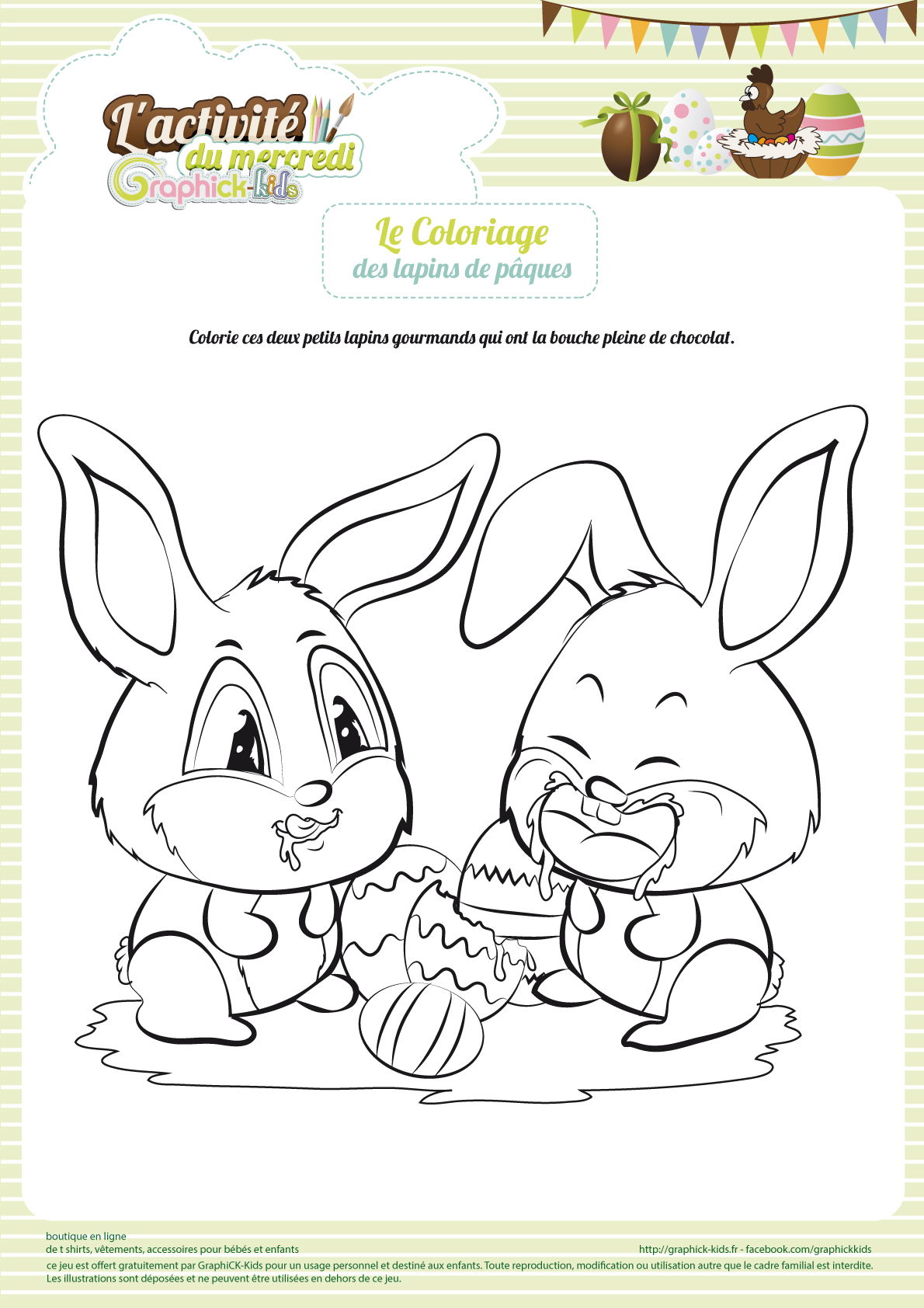 L’activité du mercredi : le coloriage des lapins de Pâques
