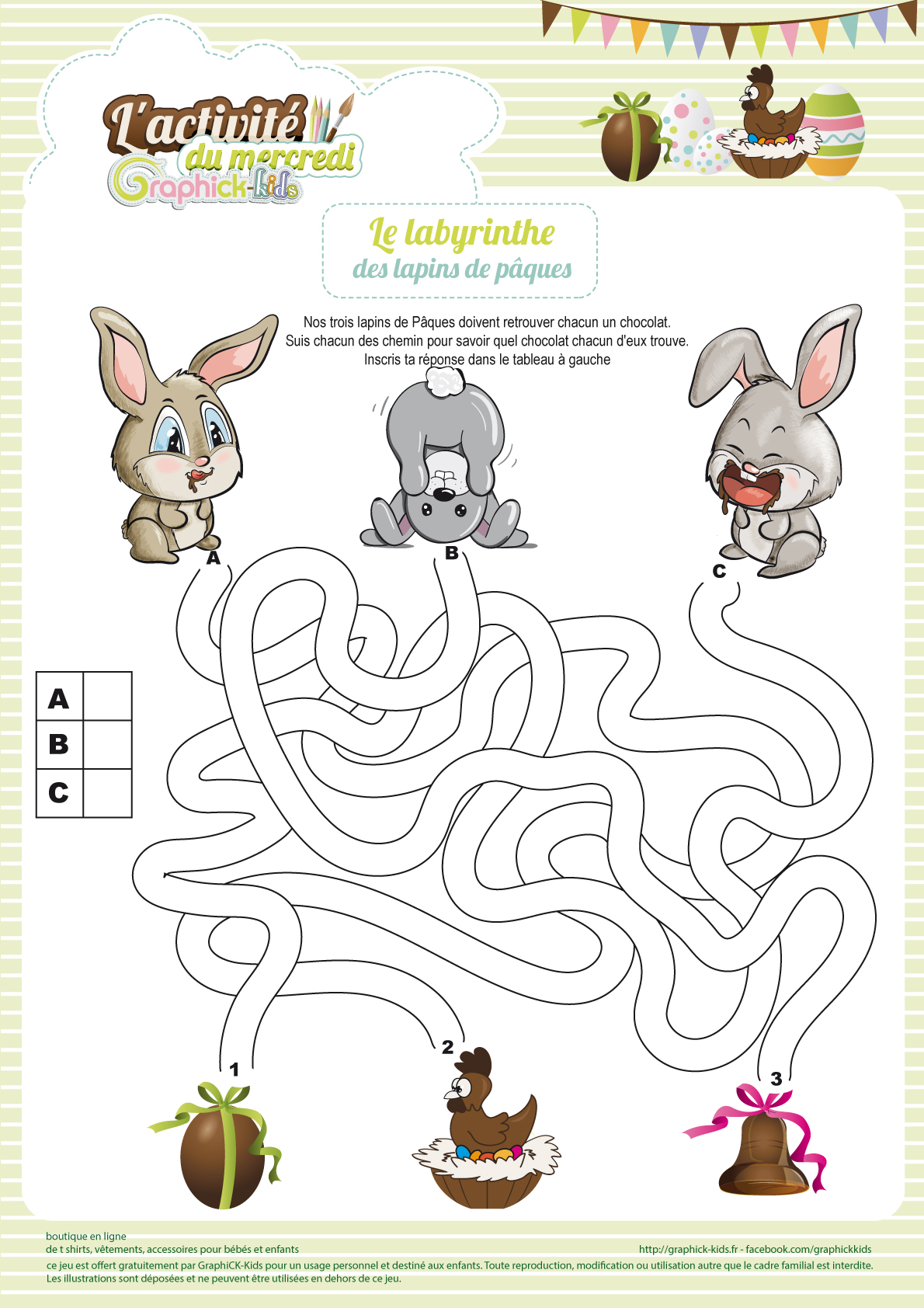 L’activité du mercredi : Le labyrinthe des lapins de Pâques