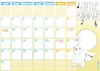 calendrier de juin à colorier