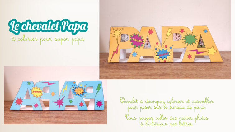 chevalet fête des pères à colorier