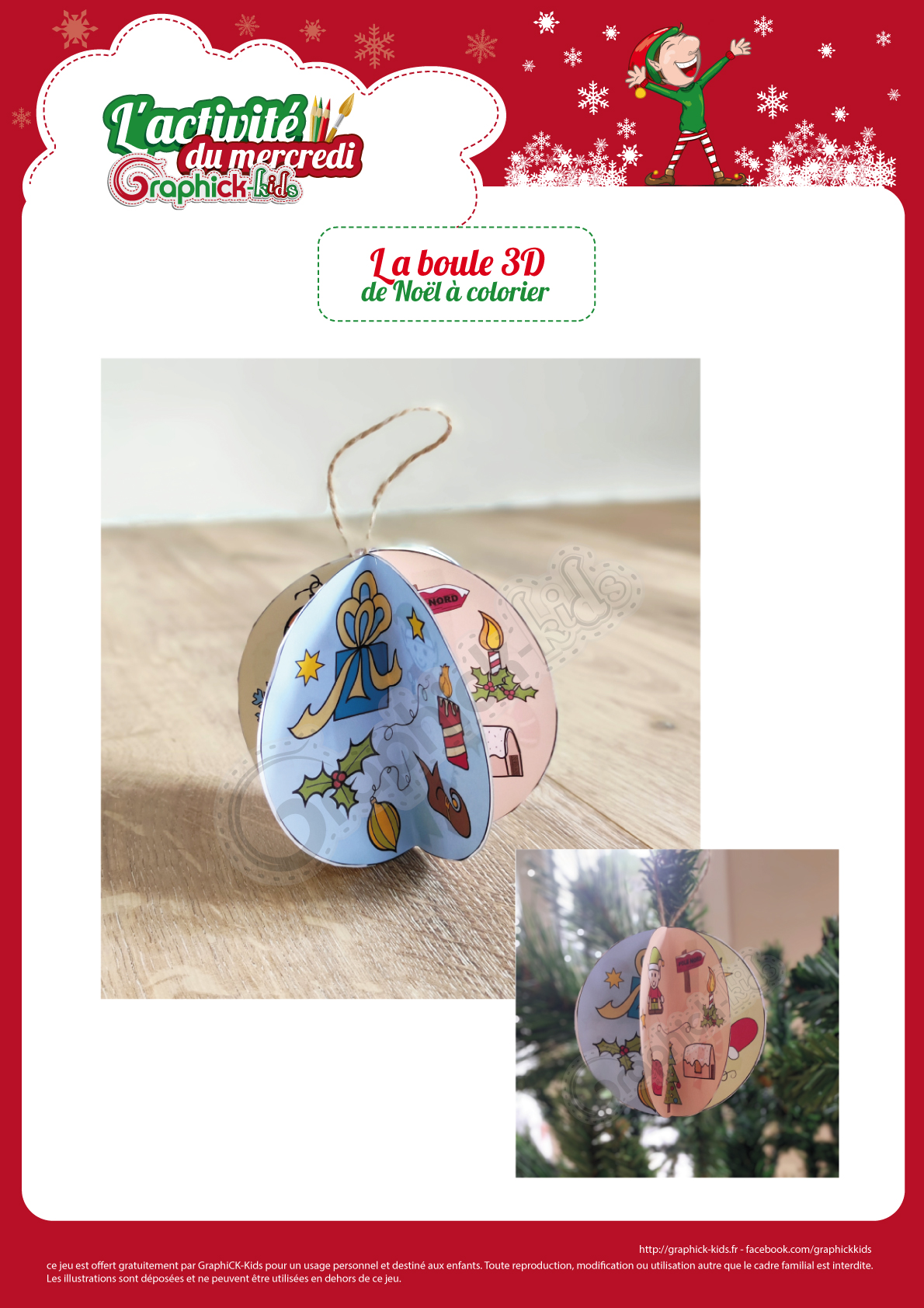 boule de noël 3D à colorier