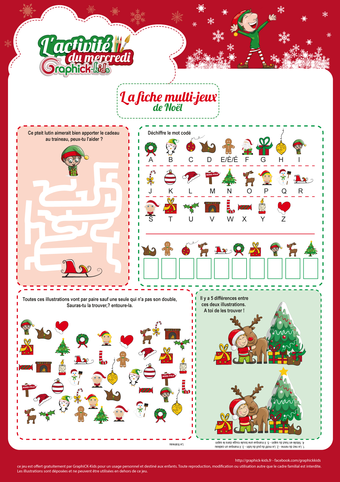 fiche de jeux de Noël